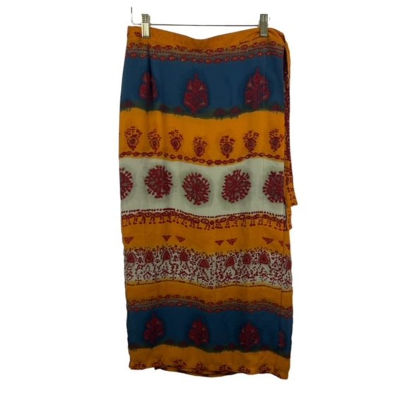 OLIVIER STRELLI Womens EU 42 US 12 Multicolor Midi Skirt Side Tie - Picture 5 of 6